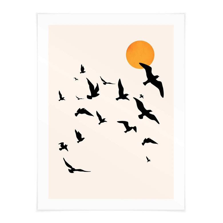 Poster Zugvögel auf dem Weg in den Süden - Kubistika 