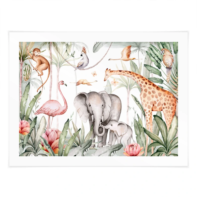 Poster Afrikanische Tiere im Regenwald - Kvilis 