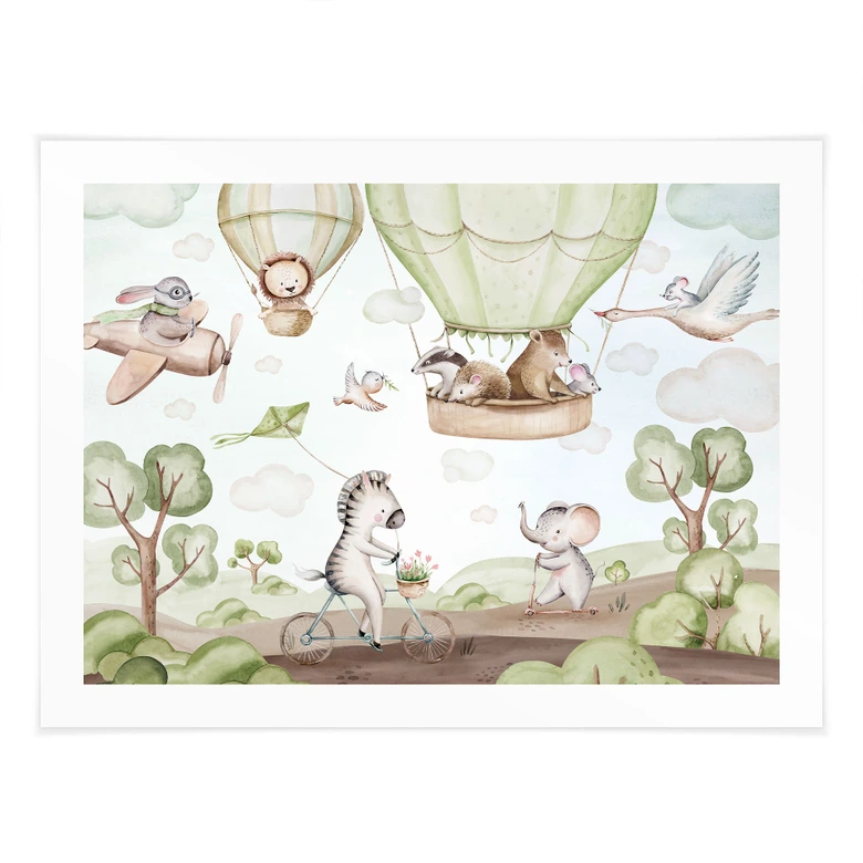 Poster für Kinder - Ballonfahrt der Tierfreunde - Kvilis 