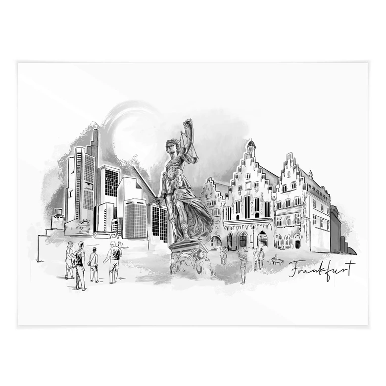 Poster Frankfurt - Svartvitt - Love your City 