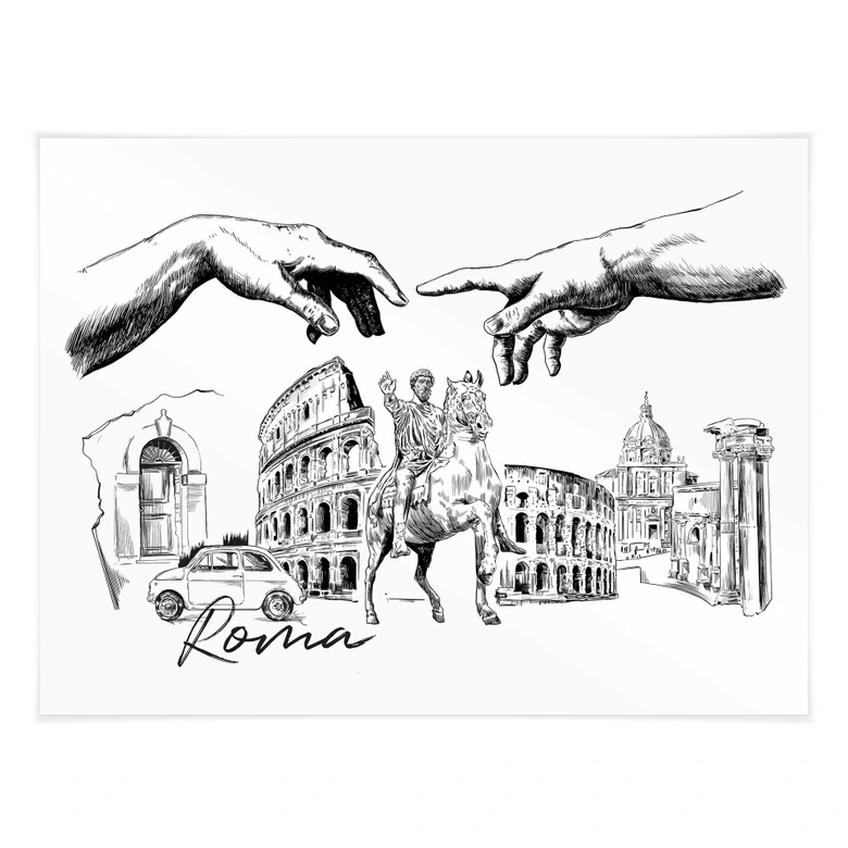 Poster Roma - Schwarz-Weiß - Love your City 