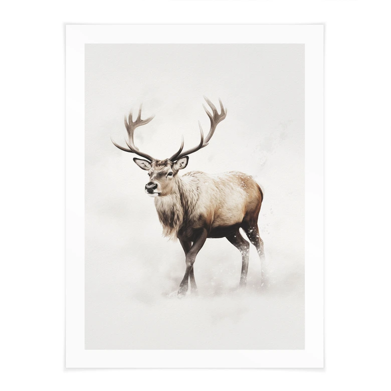 Poster Wintermotiv fürs Wohnzimmer - Hirsch im weißen Winter - Magnusson 