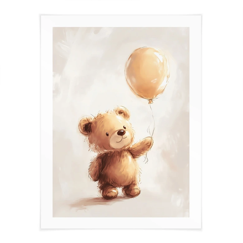 Plakat Lille bamse med ballon - Magnusson 