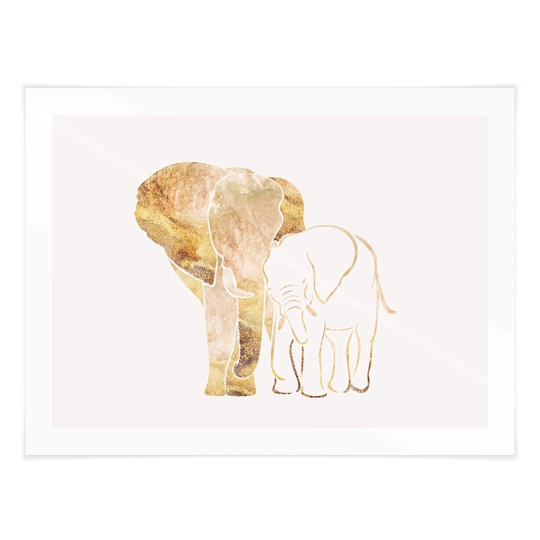 Poster Manovski - Linjekonst - Gyllene elefanter 