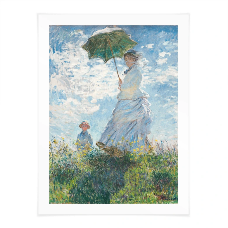 Poster Monet - Frau mit Sonnenschirm - Madame Monet und ihr Sohn 