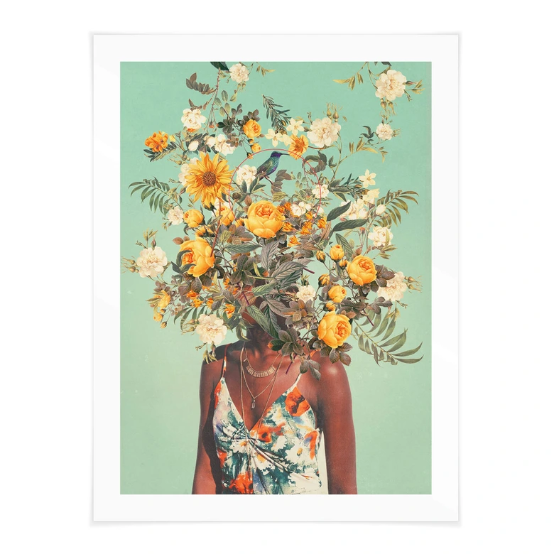 Poster Moth - Frau mit Sommerblumen auf dem Kopf 