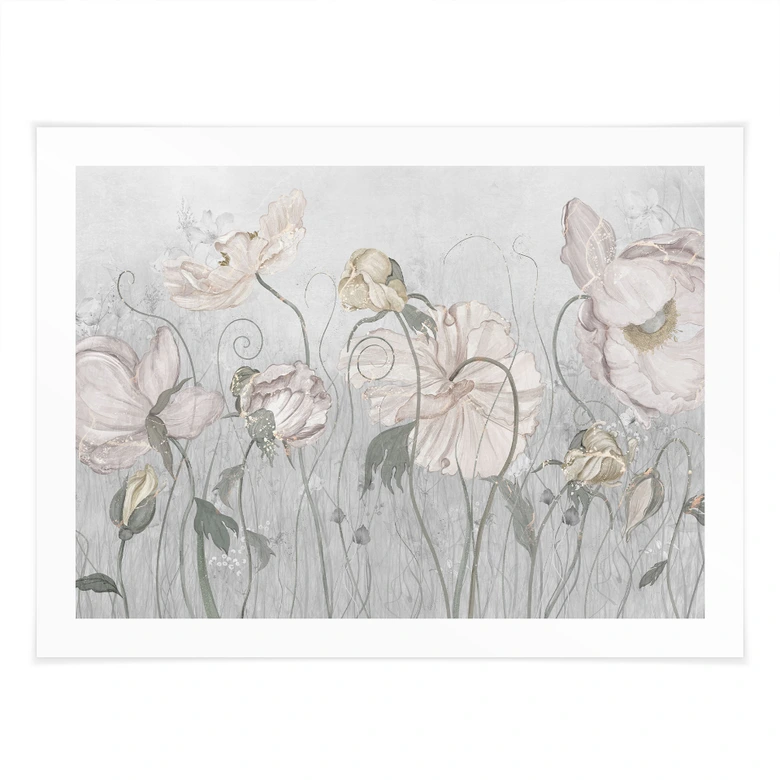 Poster Blumen im Vintage Stil in Grau - Ms Tiff 