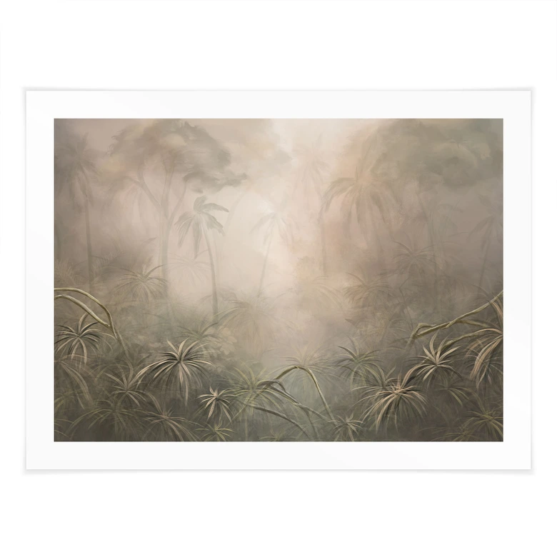 Palmen Poster Mystischer Regenwald im Nebel - Ms Tiff 
