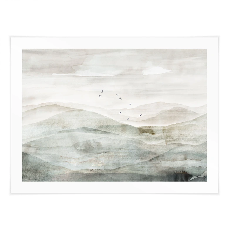 Poster Neblige Berglandschaft Aquarell - Ms Tiff 