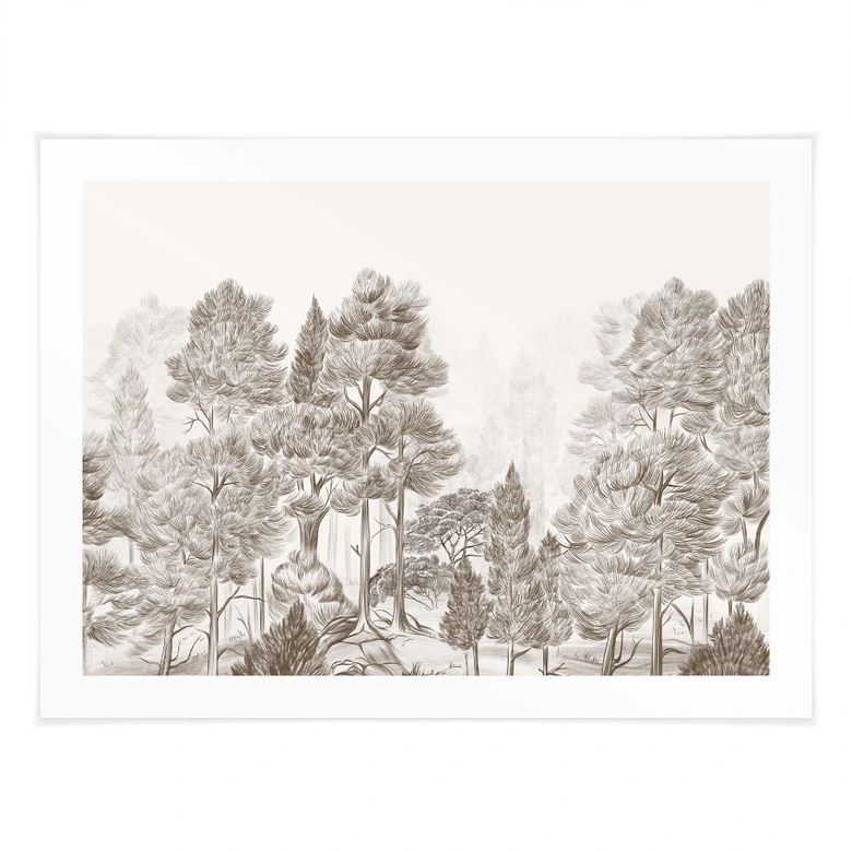 Poster Wald mit Waldlandschaft in Beige - Ms Tiff 