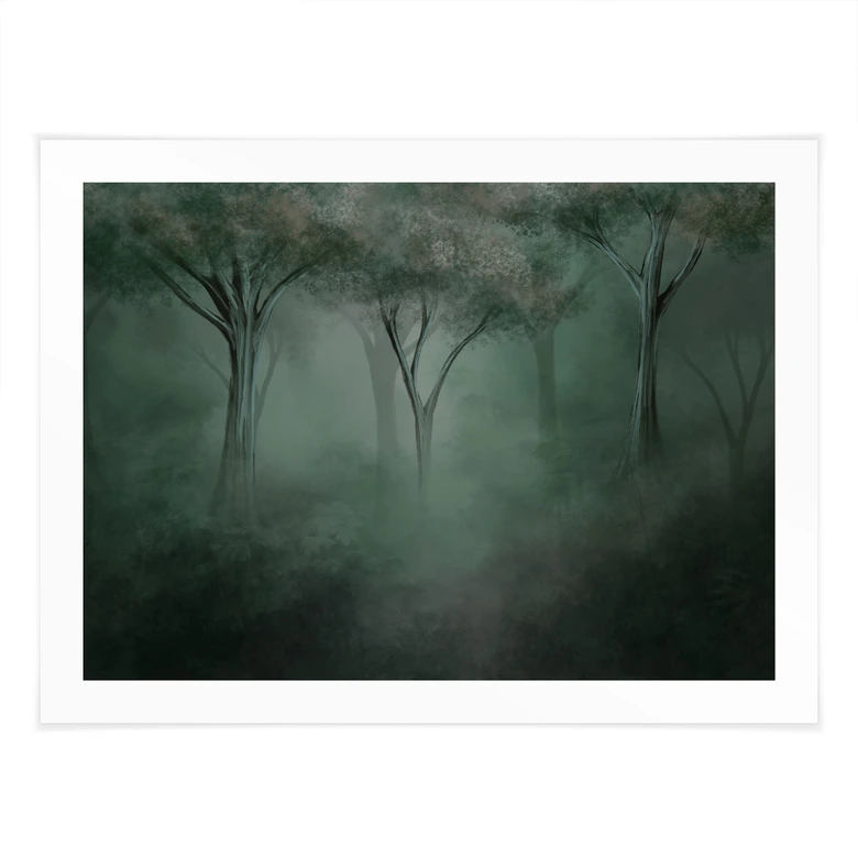 Poster Waldmagie im Morgennebel Grün - Ms Tiff 