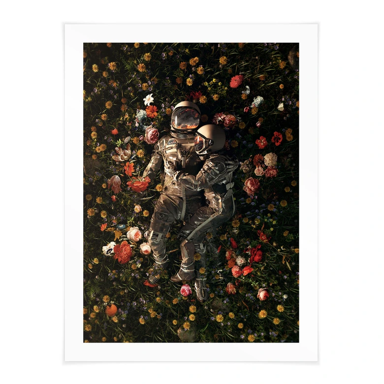 Poster Astronauten auf einer Blumenwiese - Nicebleed 