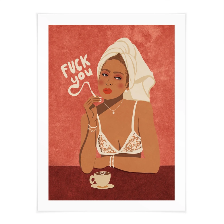 Poster Fuck you - Koffie met sigaret - Oltmanns 