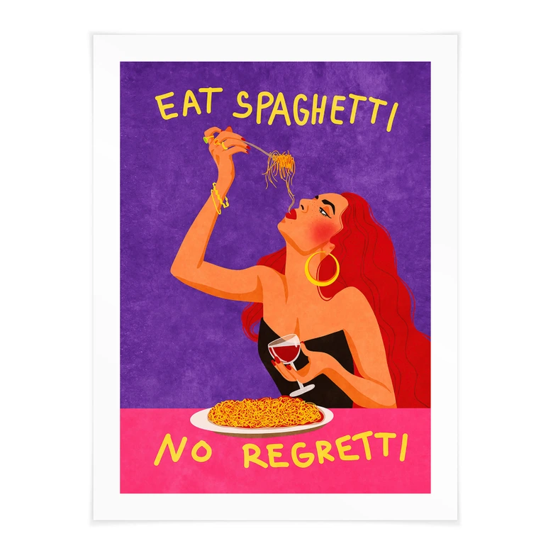 Plakat Spaghetti og vin - Oltmanns 