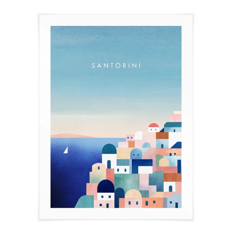 Póster casas de Santorini - Ríos 