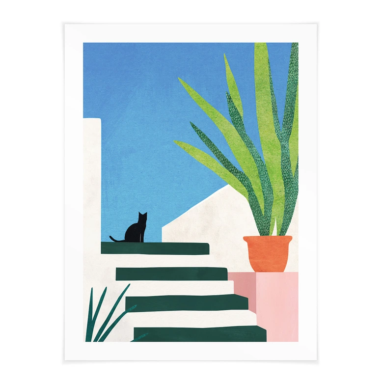Poster Schwarze Katze in Griechenland - Rivers 