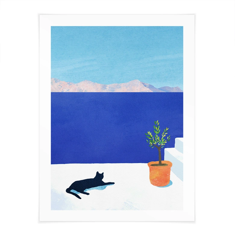 Poster Sommermotiv - Siesta mit Katze am Meer - Rivers 
