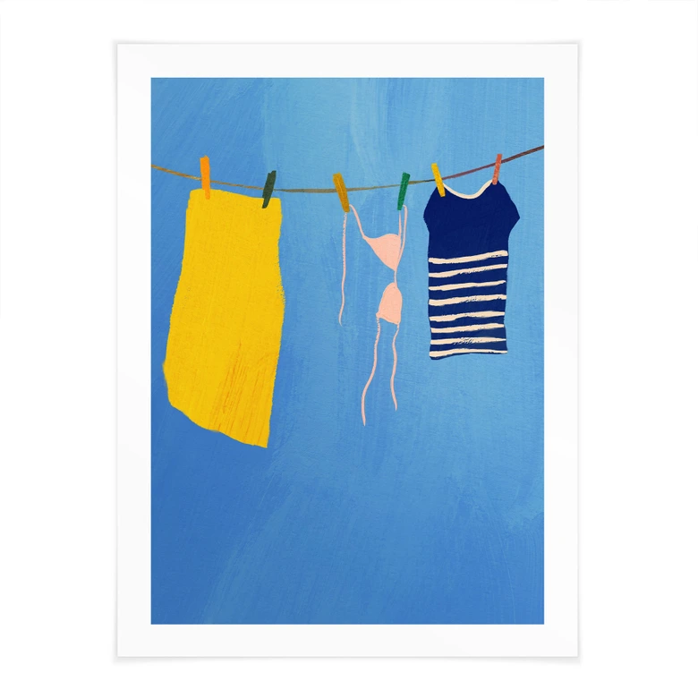 Poster Sommerwäsche unter blauem Himmel - Rivers 