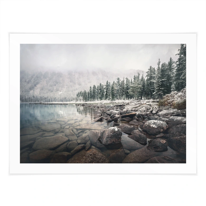 Poster Vinterskog vid sjön - Rostovskiy 