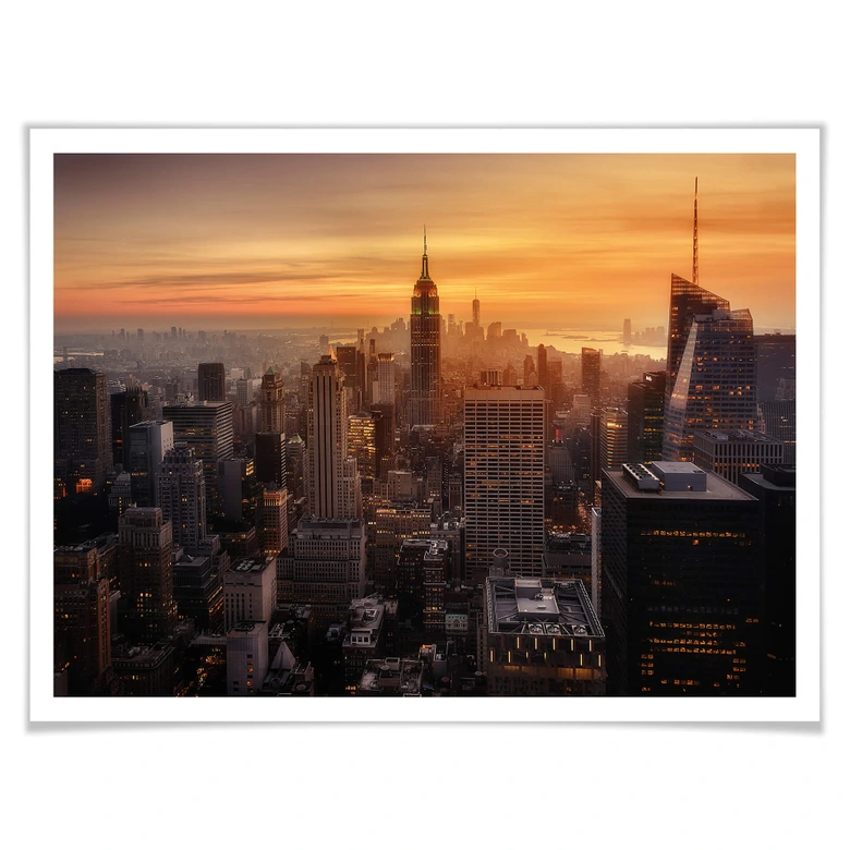 Poster Ruiz Dueso - New York au coucher du soleil 