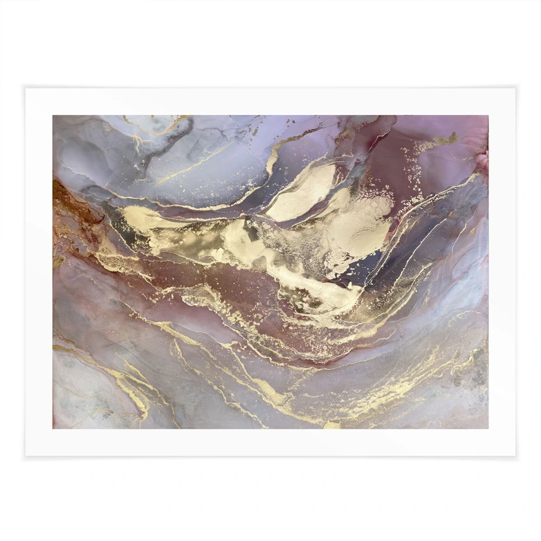 Poster Edle Strukturen in Gold und Violett - Shelest 