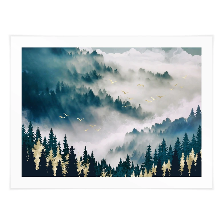 Poster Geheimnisvoller Nebel im Wald - SpaceFrog Designs 