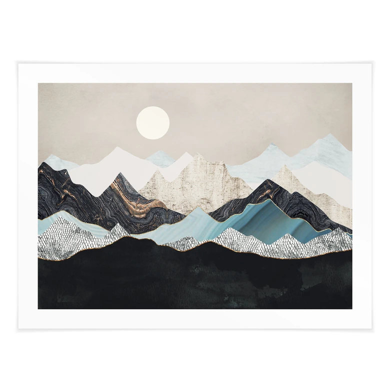 Poster Ruhige Berglandschaft in der Dämmerung - SpaceFrog Designs 