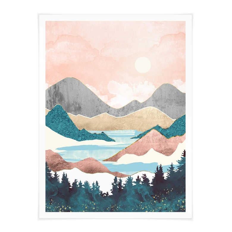Poster SpaceFrog Designs - Sonnenaufgang am See 