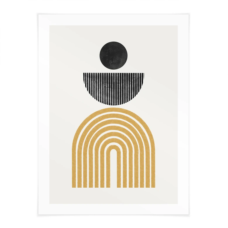Poster Abstracte compositie met cirkel en halve cirkel - The Miuus Studio 