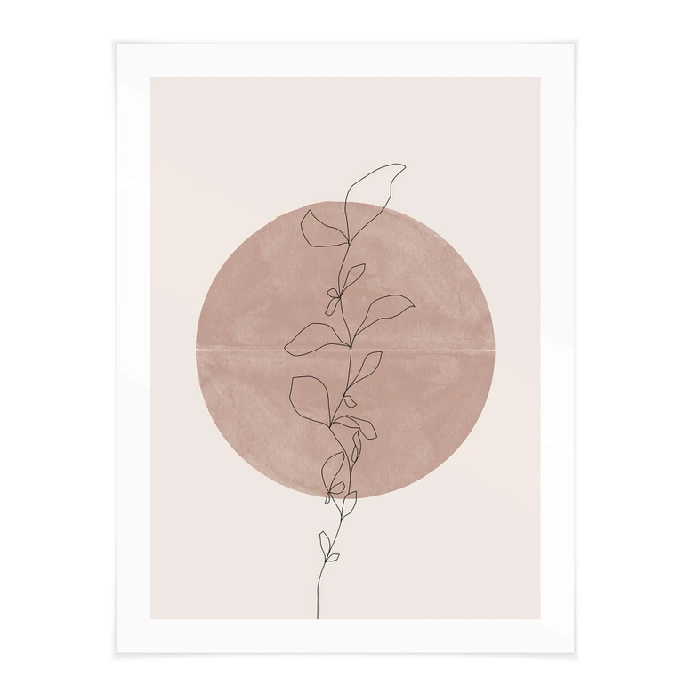 Poster The Miuus Studio - Line Art - Pflanze vor Vollmond 