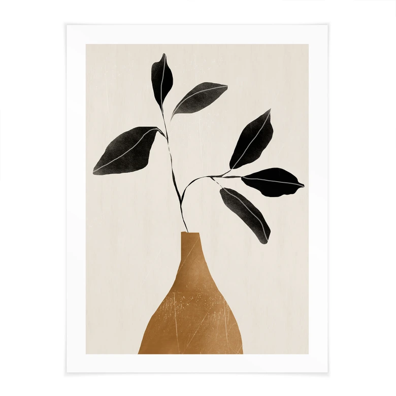 Poster Stilleben fürs Wohnzimmer - Zweig in goldener Vase - ThingDesign 