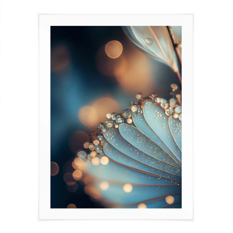 Poster Blaue Blüte mit Tautropfen - Treechild 