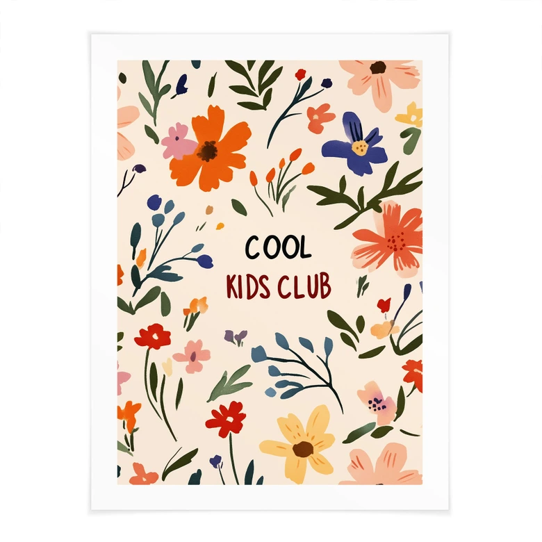 Kinderposter Cool Kids Club Bunte Blumen - Treechild 