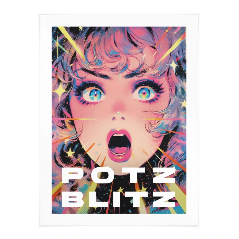 Poster mit Redewendung - Potzblitz im Anime-Stil - Treechild 
