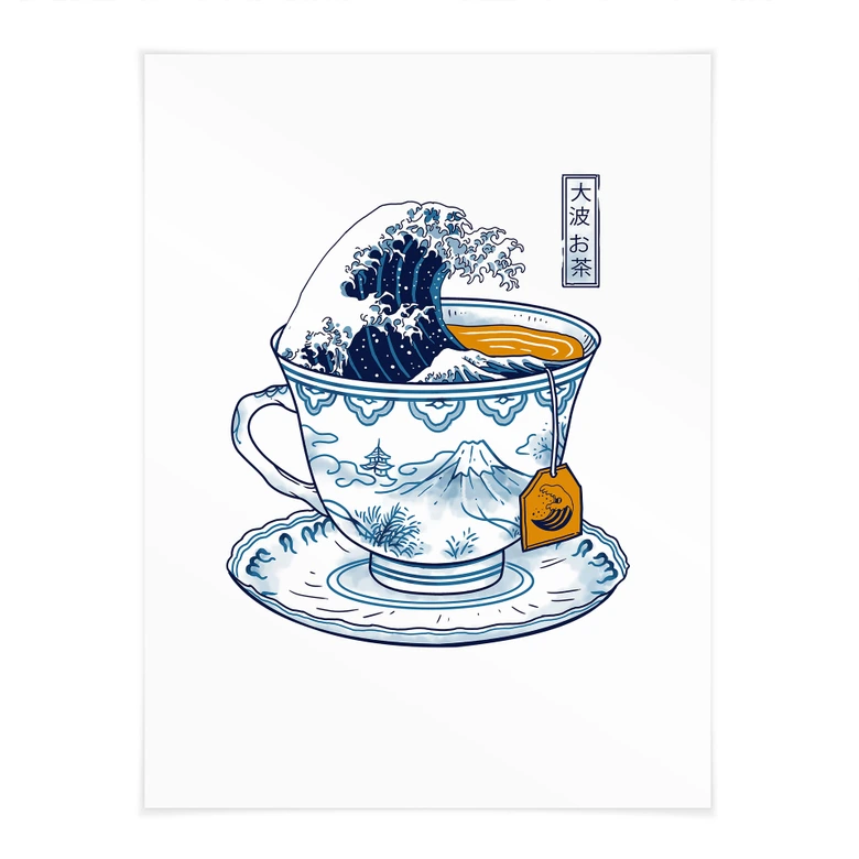 Poster Thé grande vague style Hokusai - Trinidad 