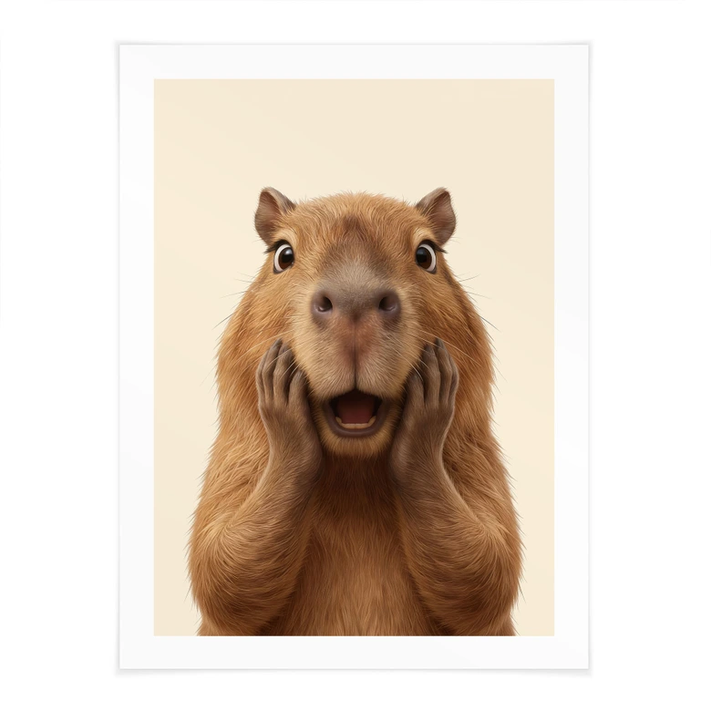 Poster Överraskad Capybara 