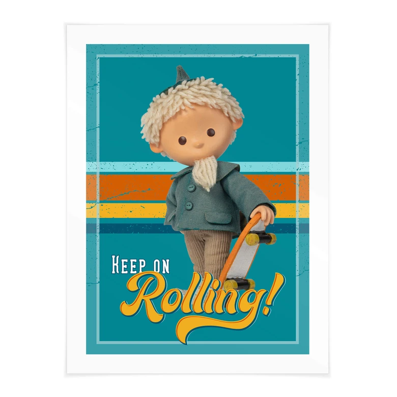 Poster Unser Sandmännchen - Sandmann mit Skateboard - Kinderposter 