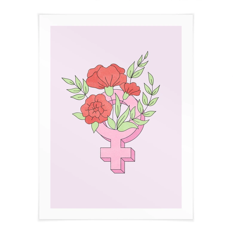 Poster Venuszeichen mit Blumen 
