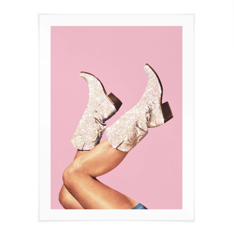 Poster Cowgirl with glitter boots in pink - Vertigo Artography 