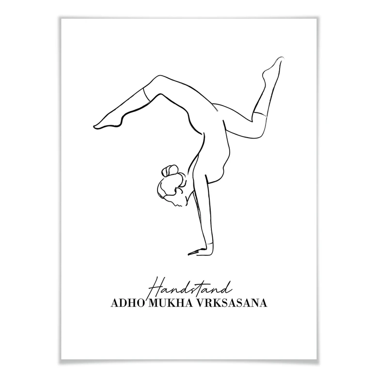 Poster Yoga - Posture sur les mains - Line Art 