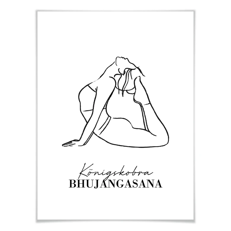 Poster Yoga - Königskobra Line Art 
