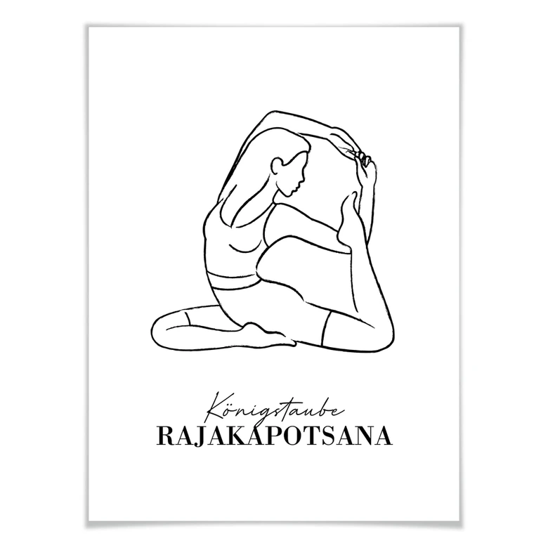 Poster Yoga - Königstaube - Line Art 