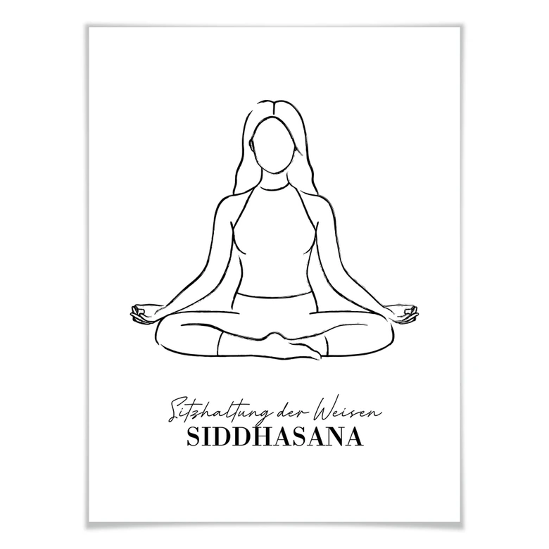 Poster Yoga Sitzhaltung der Weisen - Line Art 