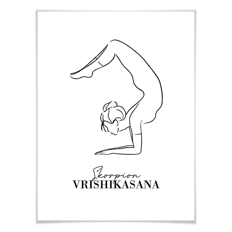 Poster Yoga Skorpion - Line Art 