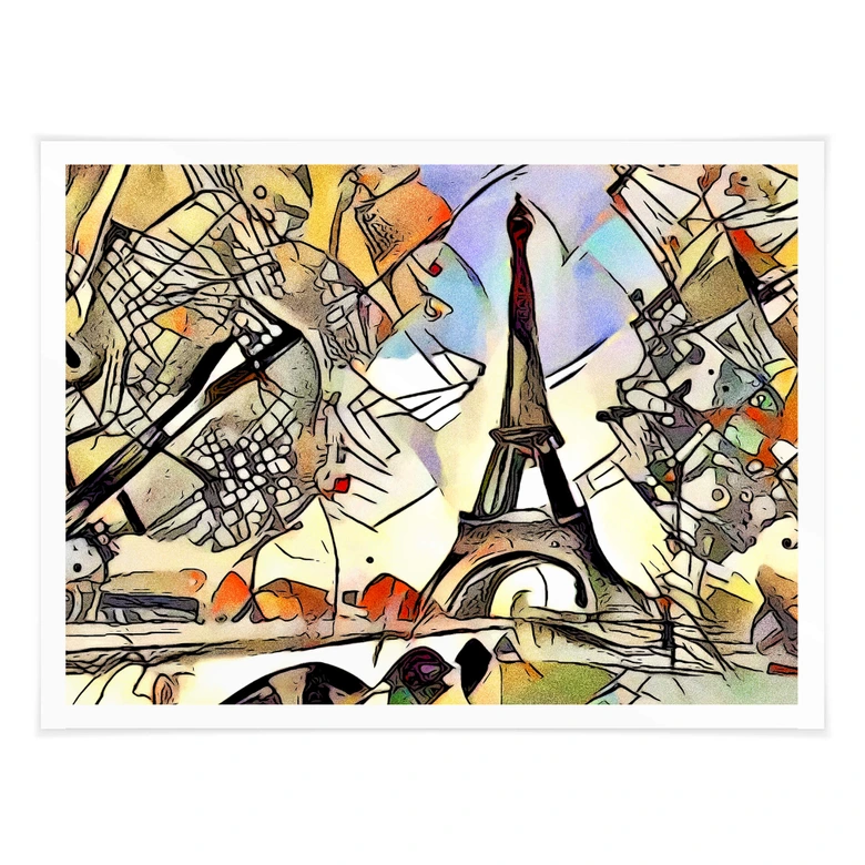 Poster Zamart - Kandinsky trifft Paris Eifelturm 