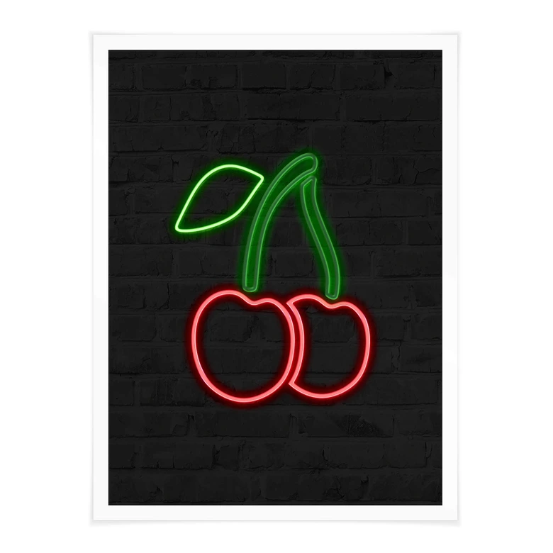 Poster Kirschen - Neonlicht 