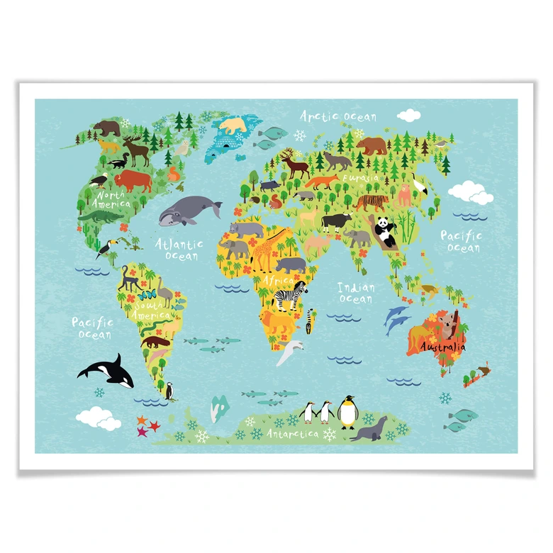Poster Animal World Map 