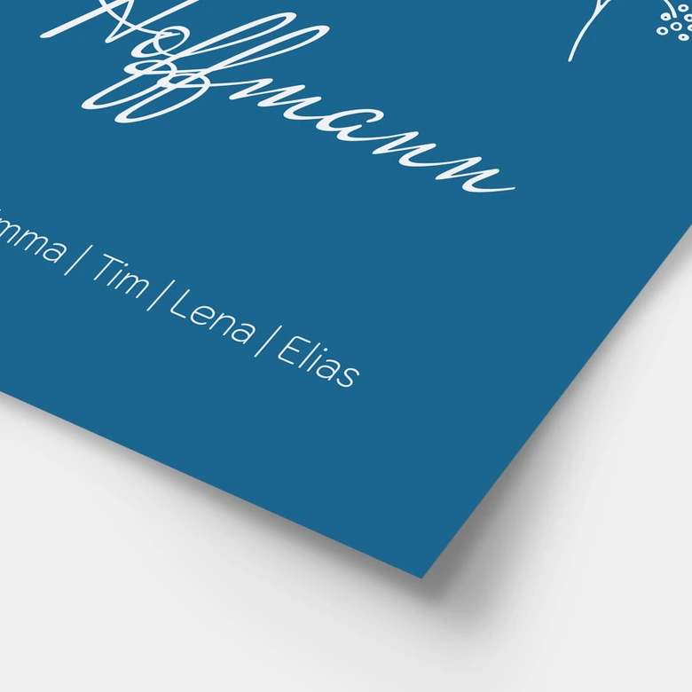 Personalisierbares Poster Familie Haus - blau 