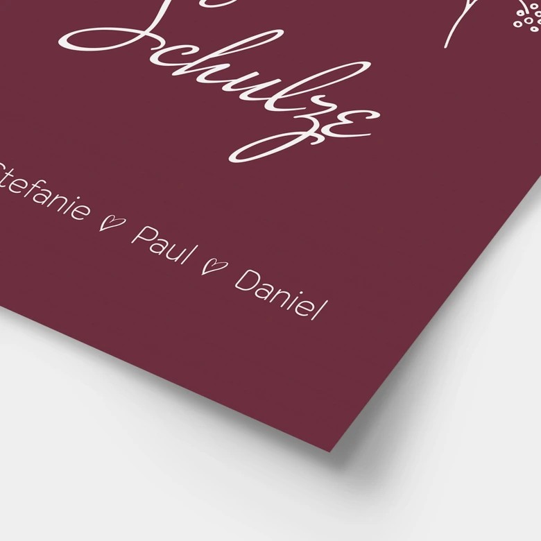 Personalisierbares Poster Familie Haus - weinrot 