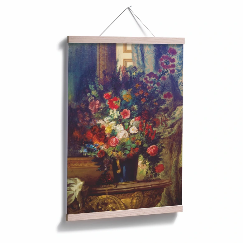 Poster Delacroix - Vase mit Blumen auf einer Konsole 